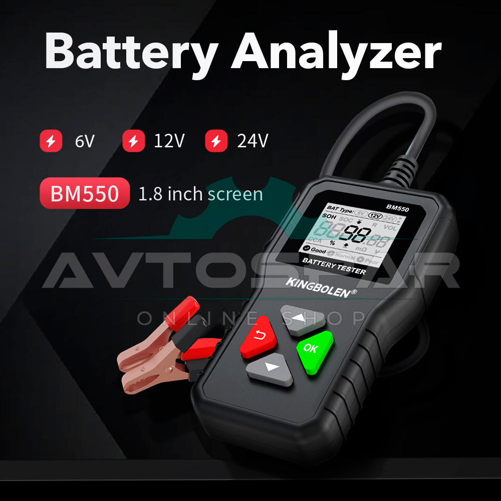 აკუმულატორის ტესტერი 6/12/24V Kingbolen BM550