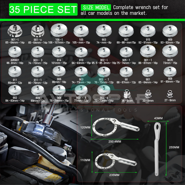 35 ნაჭ. ზეთის ფილტრის მოსაშორებელი ნაკრები