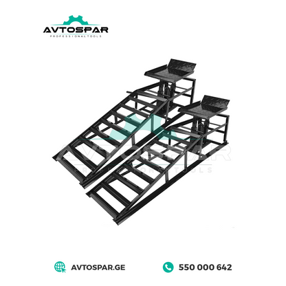 რკინის ჰიდრავლიკური პანდუსი 2TON დომკრატით (წყვილი)